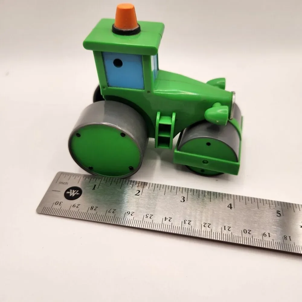 Vtg Bob the Builder Vehicle Green Roley Steamroller Plastic Toy 3.5